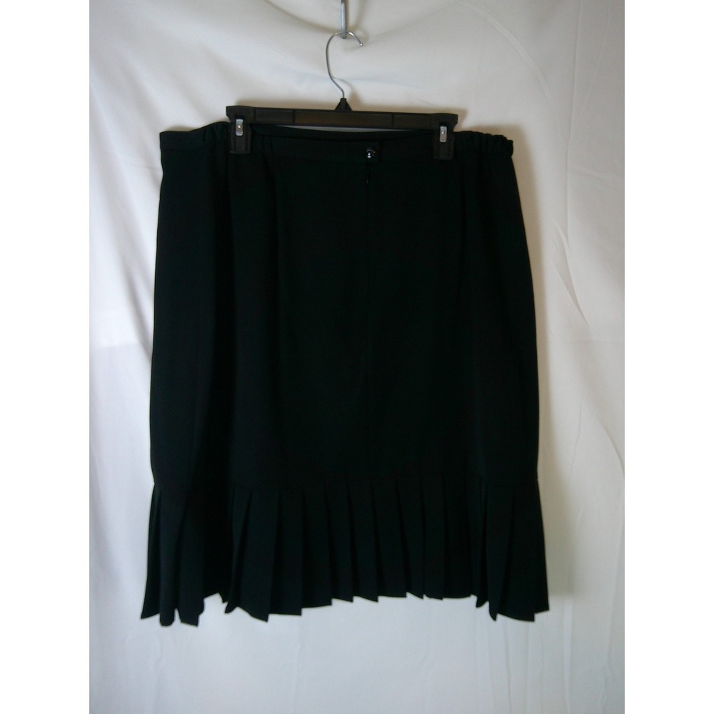 Sag Harbor Womens 18W Black‎ Pleated Hem Midi Skirt Knee Length Career Casual